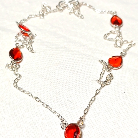 Rainbow solar quartz agate garnet silver pendant handmade red 🌈 🏳️‍🌈 necklace - Picture 3 of 7